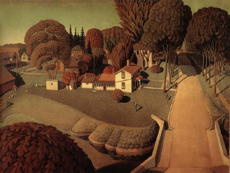 Grant Wood Hoover-s Birthplace oil painting image